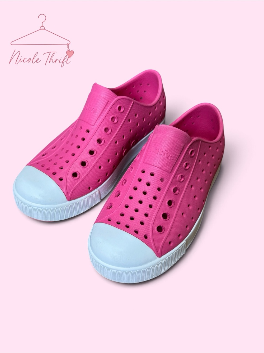 Native Shoes Jefferson Pink White Kids Slip-On Shoes Size C12